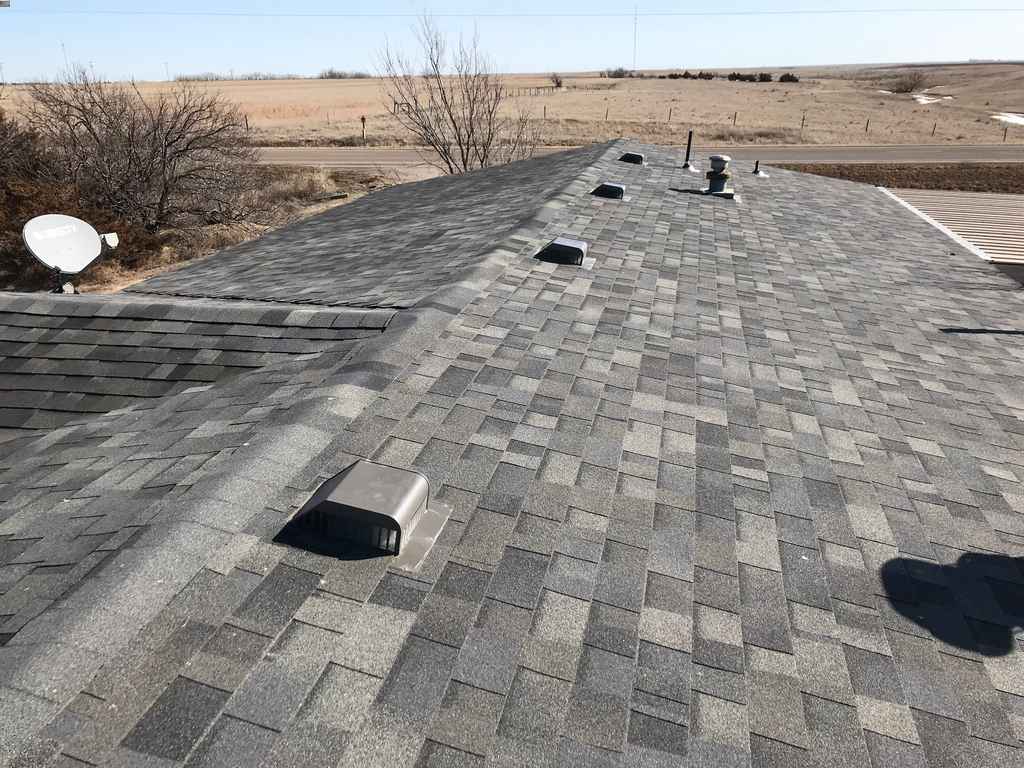 newly replaced asphalt shingle roof Salina, KS by Shull Roofing