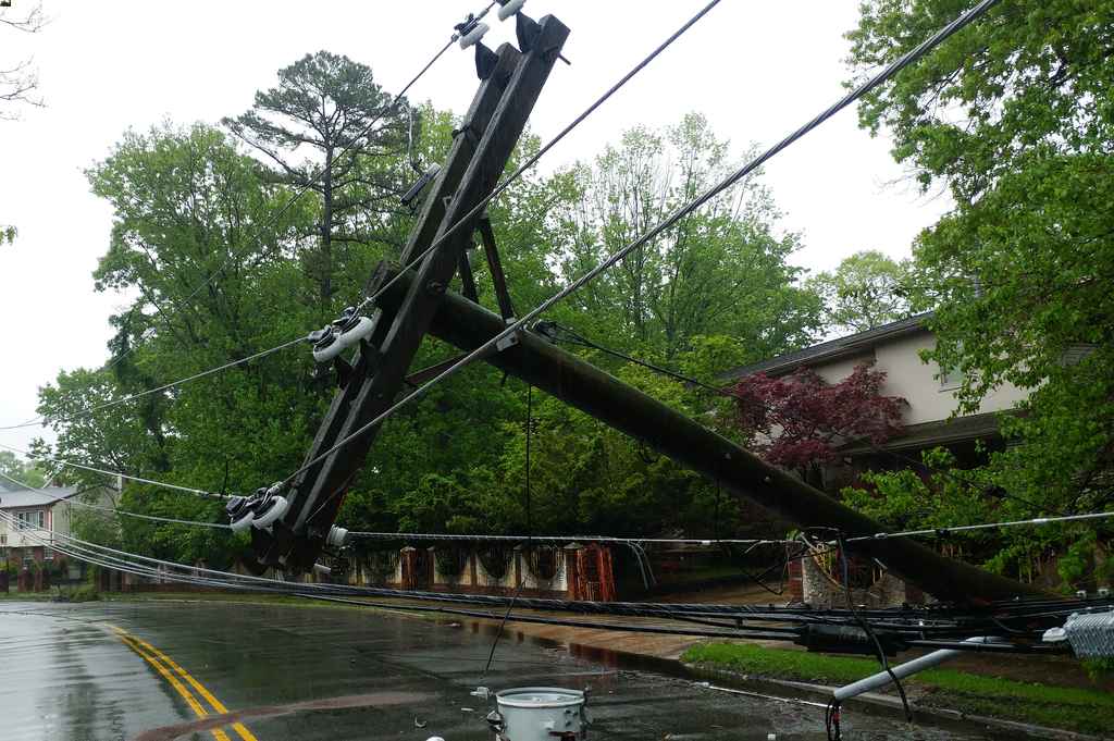 down power line storm damage